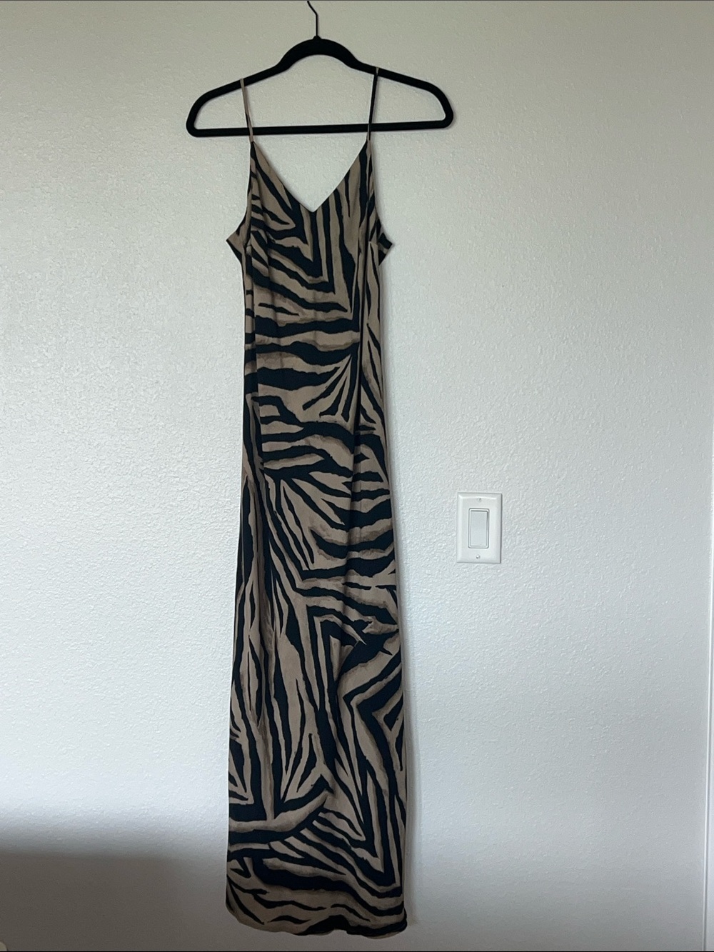 Fifteen Twenty Black & Tan Zebra-Print Slip Maxi Dress